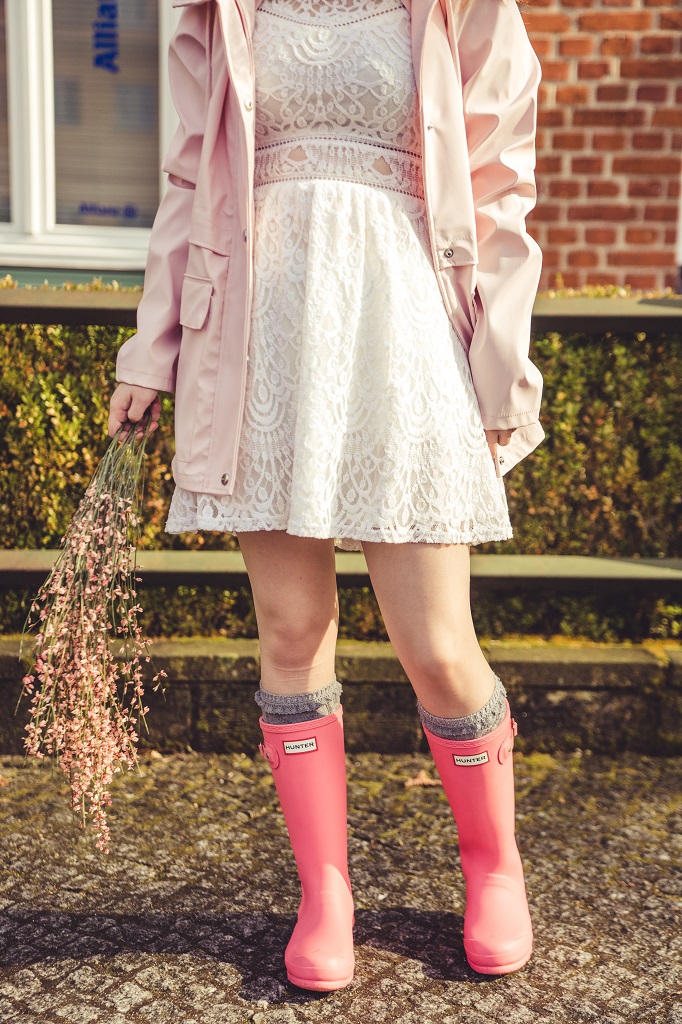 Gummistiefel Frühling Hunter Outfit rosa 2