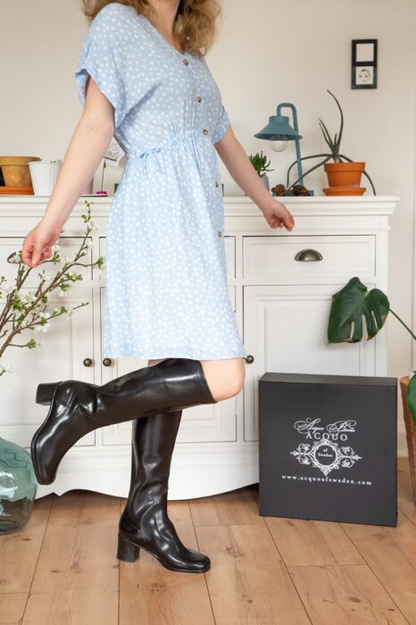 Gummistiefel mit Absatz Outfit