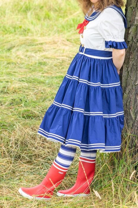 Meta Lolita Outfit Gummistiefel rote Aigle Malouine