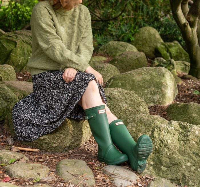 Grüne Hunter Gummistiefel Damen
