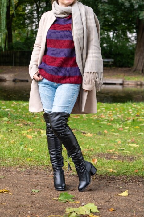 Overkneestiefel mit Jeans Leder