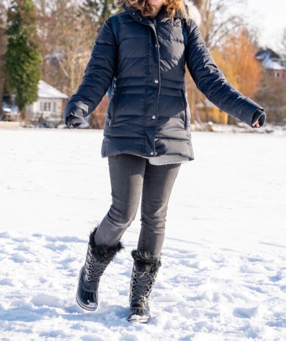 Schneestiefel Sorel lang Tragebild