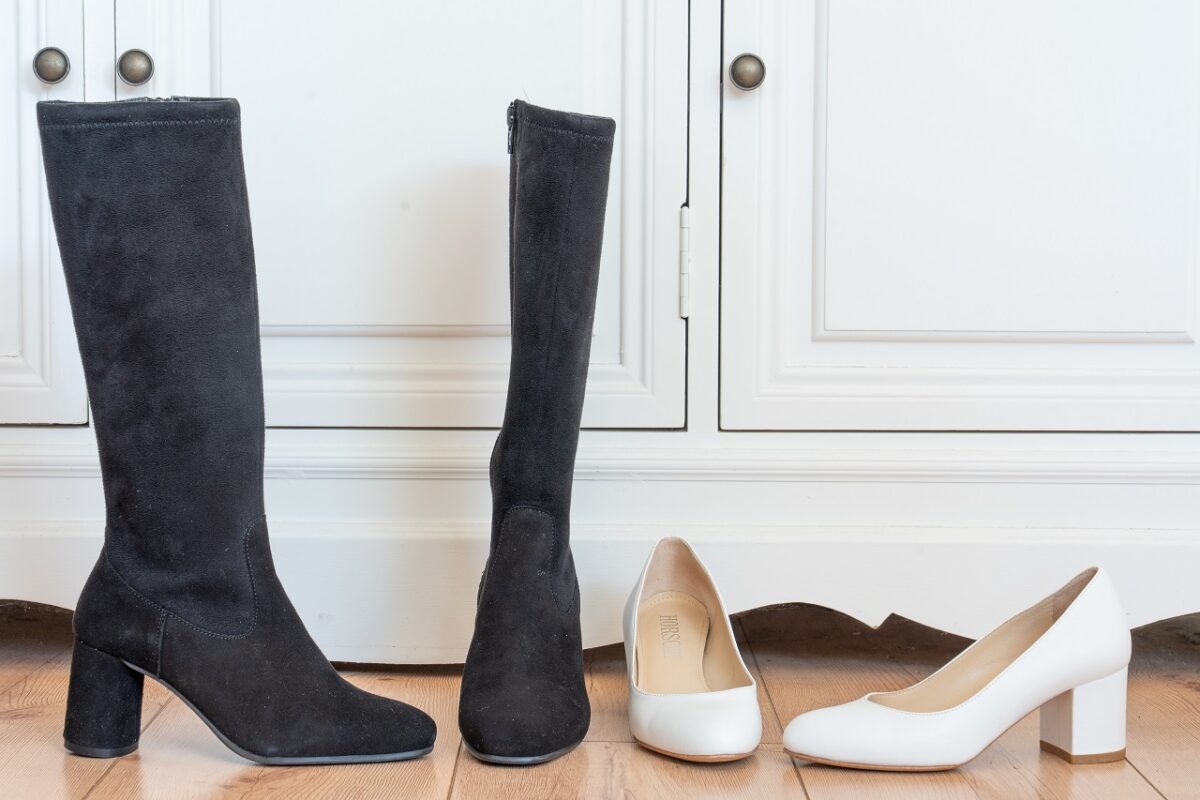 Weiße Horsch Pumps und schwarze Horsch Stiefel in Schuhgröße 32