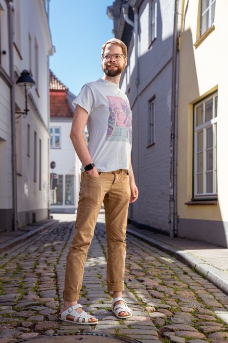 Korksandalen drei Riemen Birkenstock Pisa Herren Tragebild